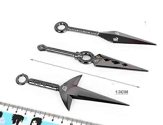 Комплект іграшкових кунаї шинобі Наруто Узумаки RESTEQ — металеві кинджали, сюрікен, амулет і коробка Київ