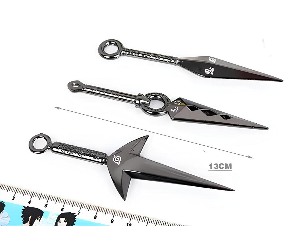 Комплект іграшкових кунаї шинобі Наруто Узумаки RESTEQ — металеві кинджали, сюрікен, амулет і коробка Київ - фото 4