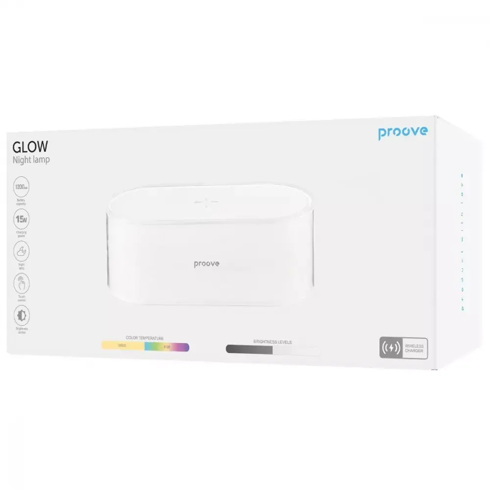 Прикроватный ночник с беспроводной зарядкой Proove Glow и встроенным аккумулятором 1200mAh Запорожье - изображение 8