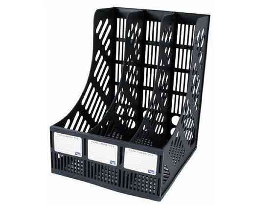 Лоток для документов вертикальный, сборный пластиковый черный, 3 секции Павлоград