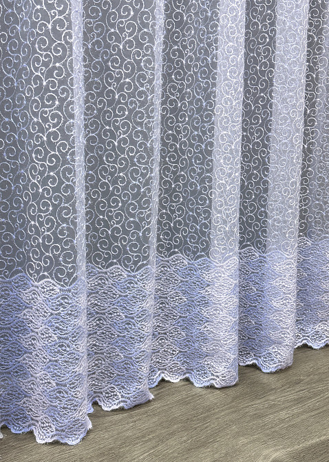 Тюль VR-Textil 1686т Органза с вышивкой Голубой с белым 300х270 см (42-0725) Киев - изображение 8