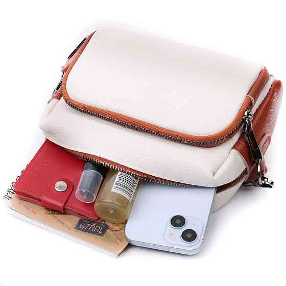 Удобная сумка для женщин на каждый день из натуральной кожи Белая (Vintage) Киев