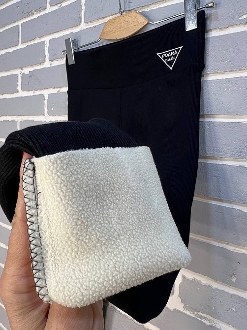 Лосини жіночі Ластівка 5247 рубчик широкий пояс утеплені на хутрі чорні, чорний, L Київ - фото 2