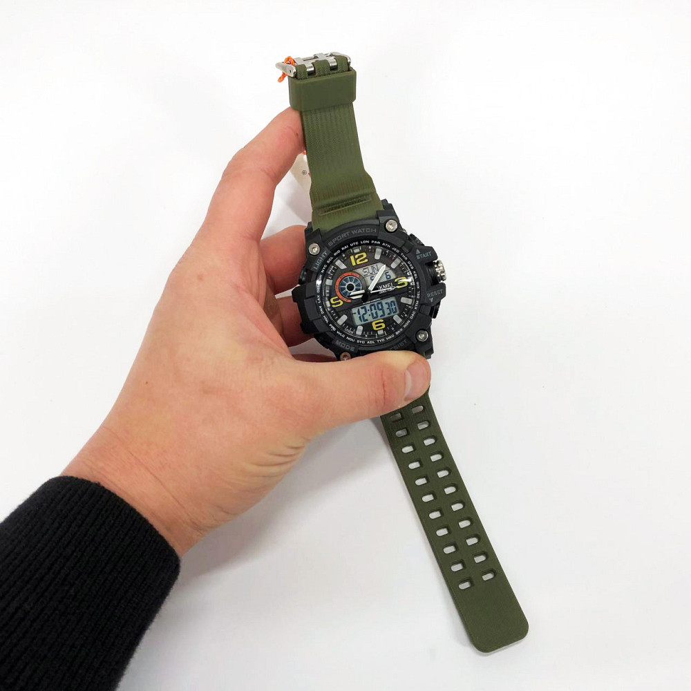 Годинник чоловічий спортивний з крокоміром SKMEI 1283AG ARMY GREEN, Армійський годинник мілітарі WA-39 Львів - фото 12
