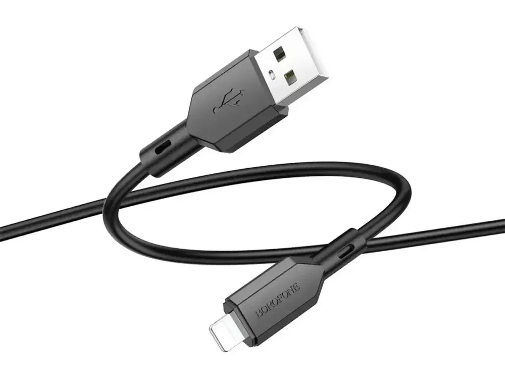 Кабель USB - Lightning Borofone BX70 1м 2.4А швидка зарядка для iPhone iPad шнур із захисним чіпом білий Одеса - фото 3