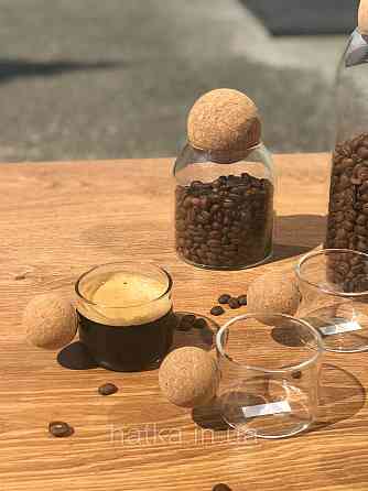 Набір чашок 4 шт Olens "Круг" 150 мл скляна чашка з корковою ручкою Київ