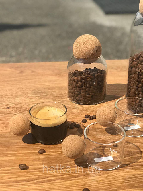 Набір чашок 4 шт Olens "Круг" 150 мл скляна чашка з корковою ручкою Київ - фото 4