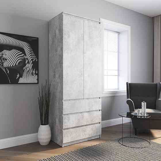 Шкаф для одежды VAYS R-9 Бетон, 3 ящика, штанга, без ручек, ЛДСП, 80×50×211 см – для спальни, гостиной, прихожей Львов