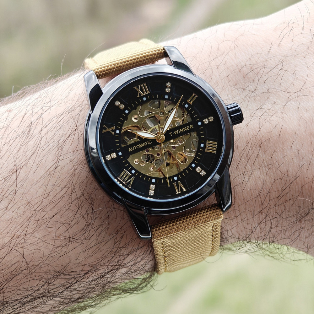 Часы мужские механические Winner Triumph Sahara Gold (2 ремешка) Винница - изображение 8