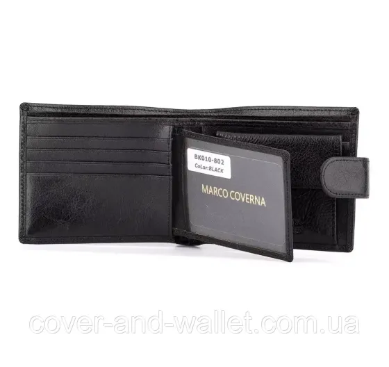 Чорний чоловічий шкіряний гаманець з вираженою фактурою Marco Coverna MC 010-802 Київ