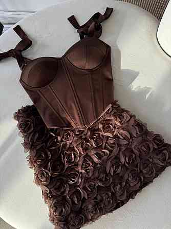 Женский романтичный корсетный комплект с 3D-цветами Шоколадный, M Одесса