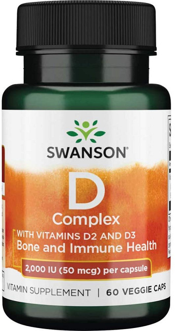 Vitamin D Complex with Vitamins D2 &amp; D3 2,000 IU (50 mcg) 60 Veg Caps Луцьк - фото 1