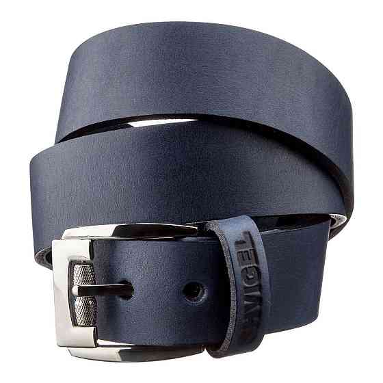 Класичний чоловічий ремінь SHVIGEL 11254 шкіряний Синій Київ
