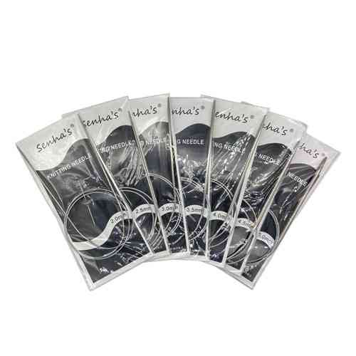 Спиці кругові 7шт на волосіні для в`язання 2-5мм, 80см, сталь Вінниця