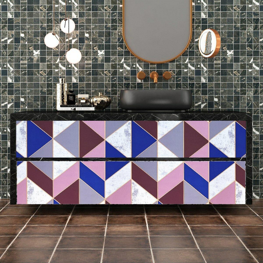 Самоклеюча плівка 0,45х10м х 0,07мм Рожеві трикутники SW-00001225 Київ - фото 5