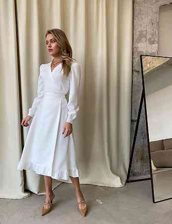 Жіноче романтичне плаття на запах костюмка Молочний Одеса