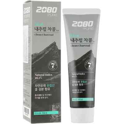 Зубная паста Aekyung 2080 Pure Black Clean Charcoal Fresh Mint 125 г (8801046328903) Винница
