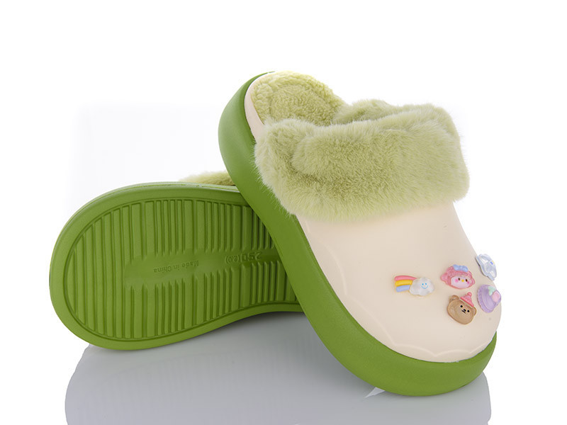 Тапочки жіночі теплі закриті на платформі крокси зелені 38 39 Одеса - фото 1