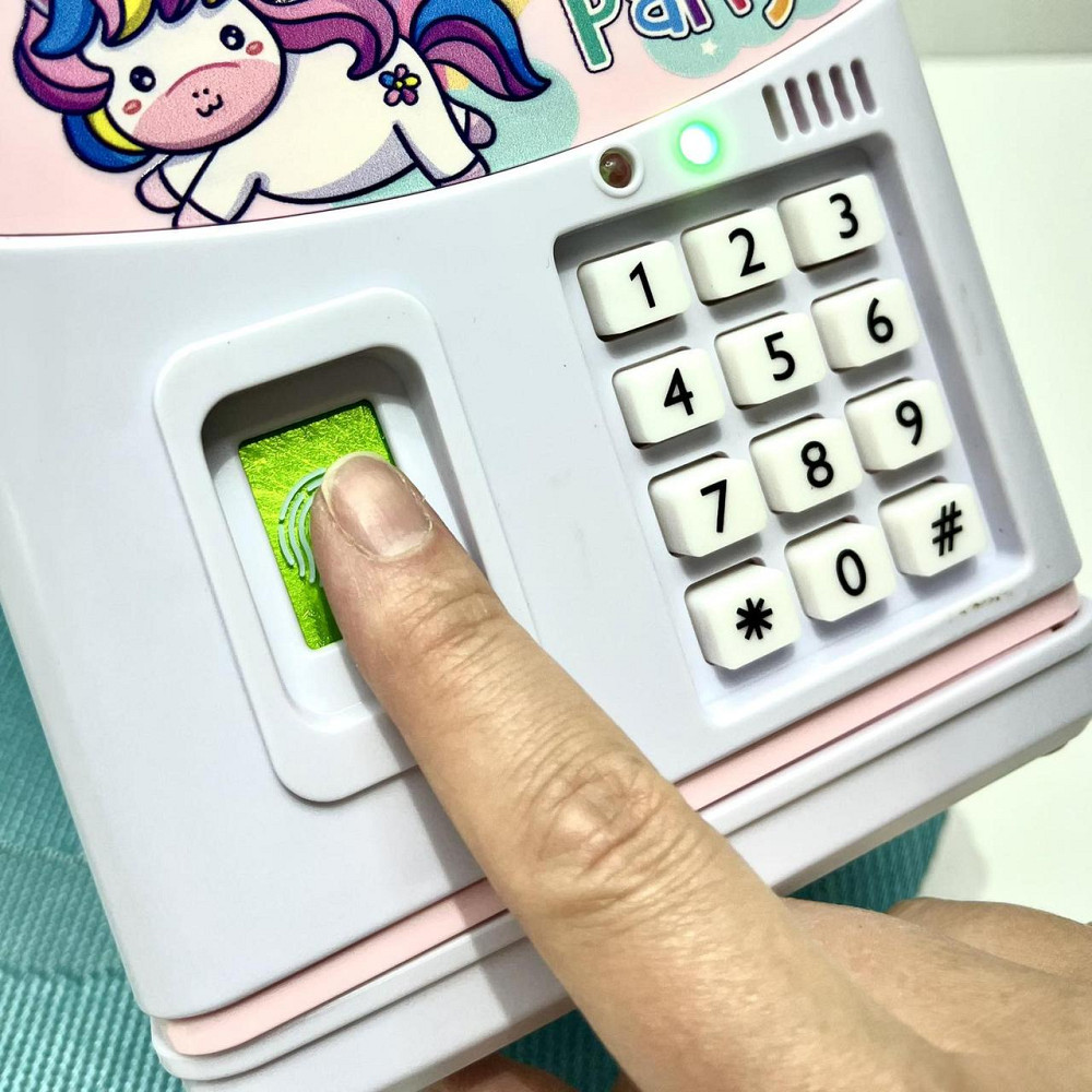 Сейф-скарбничка Банківський термінал з кодовим замком відбиток затягує купюри звук підсвічування від аккамулятора Рожевий (MK5398) Чернігів - фото 7