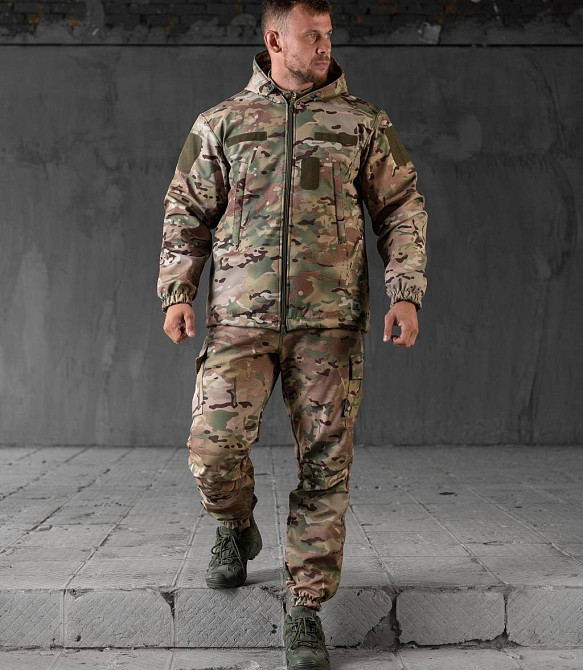 Зимовий тактичний чоловічий костюм Softshell (куртка та штани) Мультикам XL Вінниця - фото 9