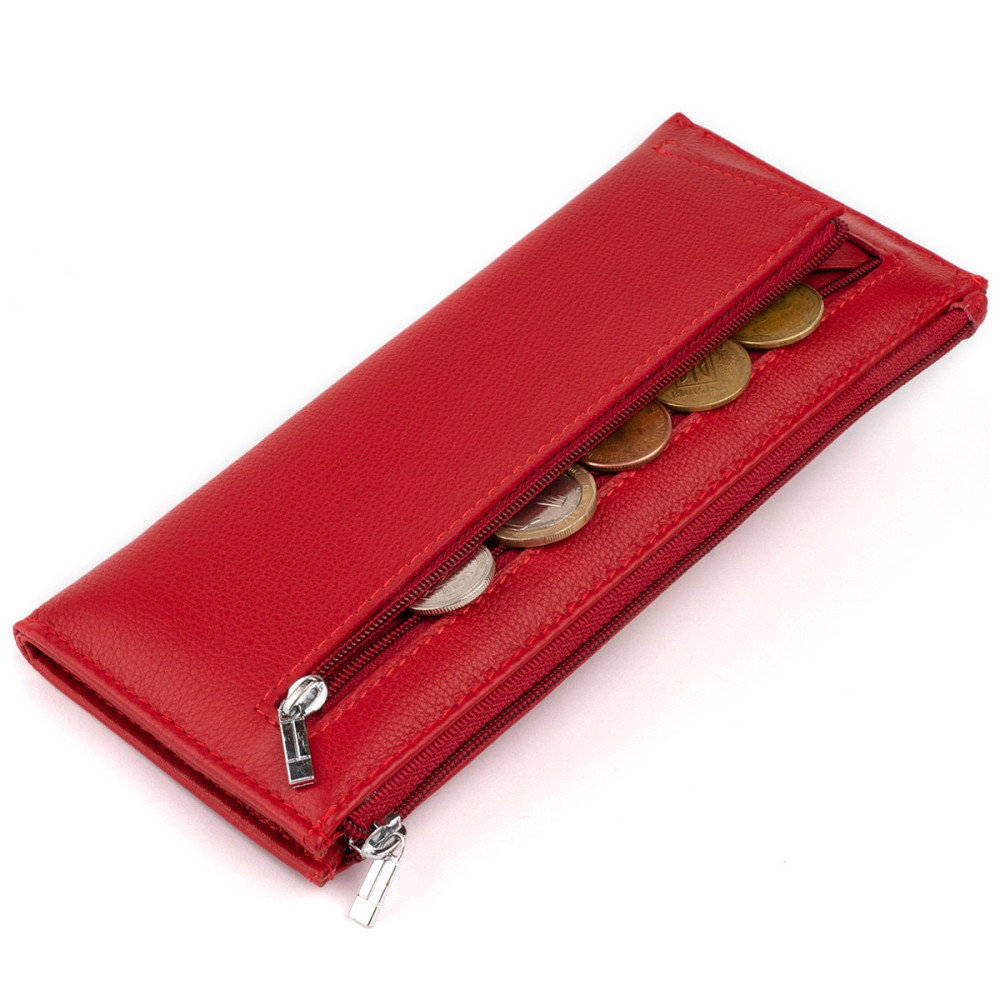 Горизонтальный тонкий кошелек из кожи женский ST Leather 19330 Красный Киев - изображение 10