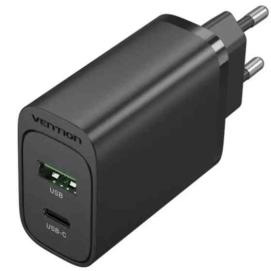 Зарядний пристрій 2xUSB 38W PD,QC3.0 (USB-C+USB-A) чорний Vention Винница