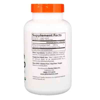 Трави Doctor&apos;s Best Супер Сильний Екстракт Гінкго 120мг, Profile Proven, 360 гел (DRB-00273) Вінниця