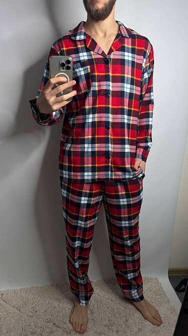 Чоловіча котонова піжама у клітинку Харків - фото 1