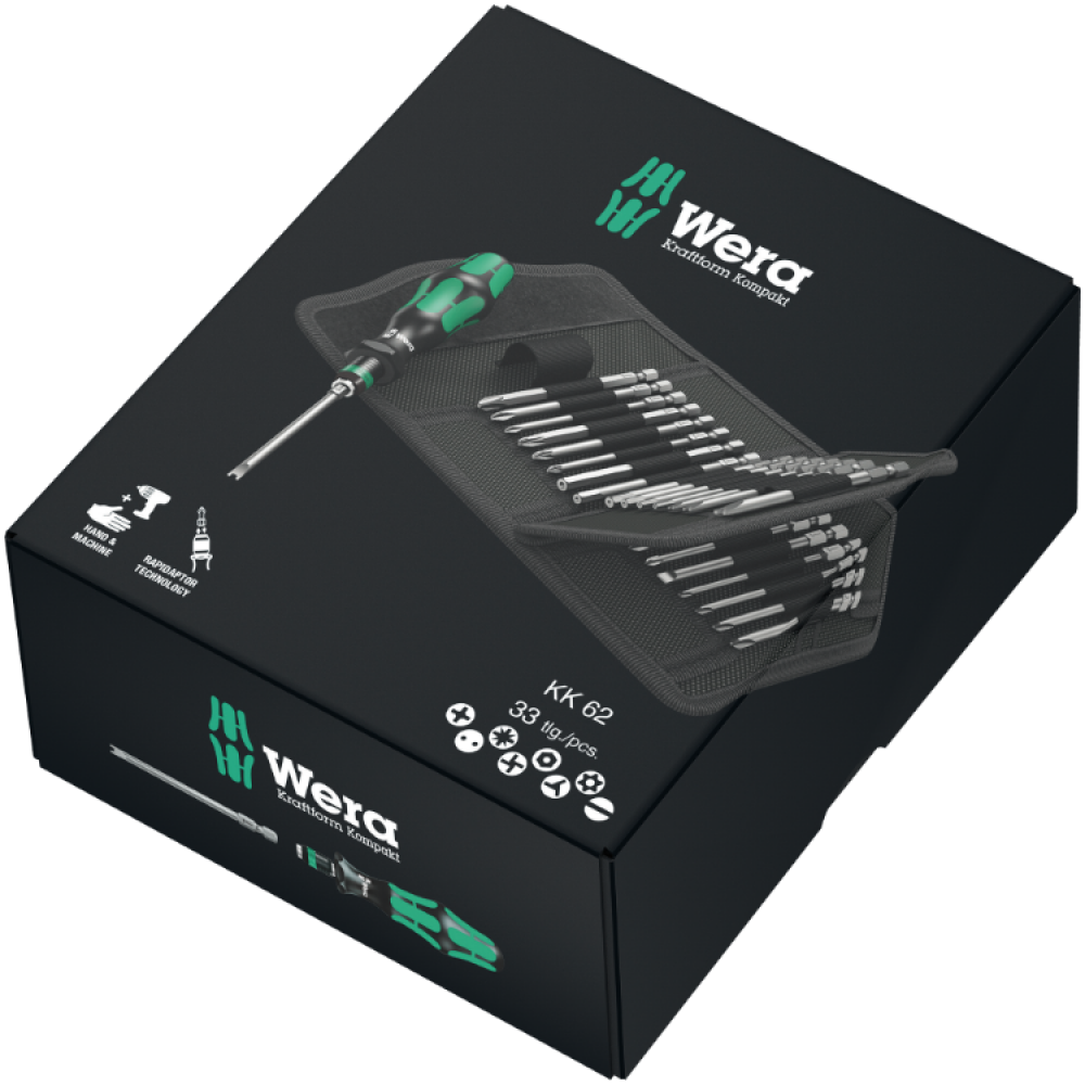 Викрутка WeraKraftform набір 33шт, бітотримач 1/4", 32 подовжені біти 89мм PH,PZ,HEX,SL,Torx 05059297001 Одеса - фото 3