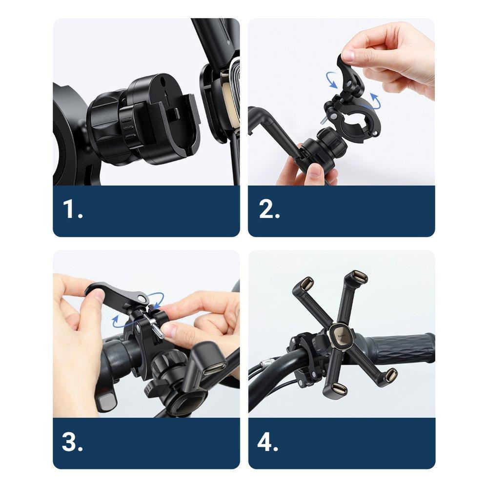 Вело-мото держатель для смартфона Baseus Quick to take cycling Holder SUQX-01 (Черный) Николаев - изображение 8
