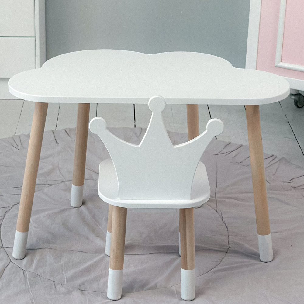 Стіл хмарка і стільчик дитячий  біла корона. Столик для занять, ігор, їжі Київ - фото 7