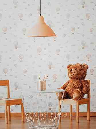 Обои винил на флизелине AS Creation Mia and Paul 0.53х10 детские воздушные шары тучки шарики голубые розовые Киев