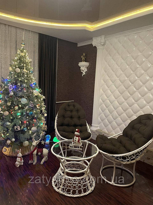 Ротангові меблі з коричневими накидками Київ - фото 5