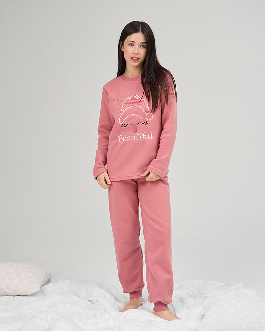 Женская теплая пижама со штанами Флис - Олень в шапке Lady Secret 94109 L Киев - изображение 1