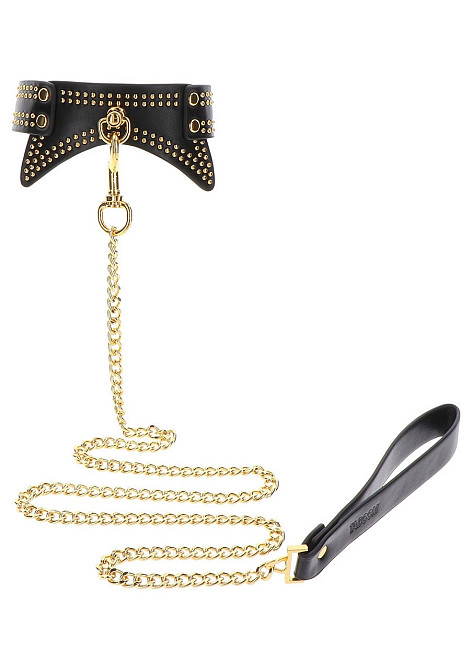 Нашийник із заклепками та повідцем Taboom Vogue Studded Collar and Leash, веганська шкіра, чорний Sex Aura Київ - фото 5