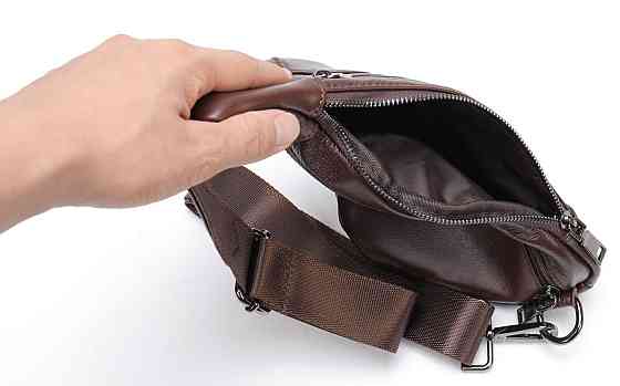 Мужская сумка-слинг кожаная Коричневая (Vintage) Киев