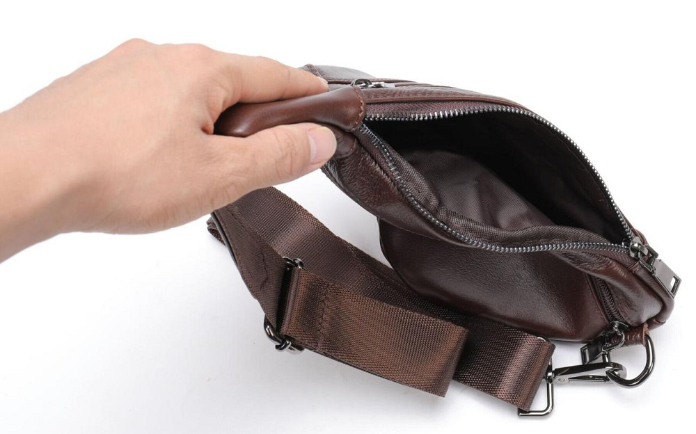 Чоловіча сумка-слінг шкіряна Коричнева (Vintage) Київ - фото 4