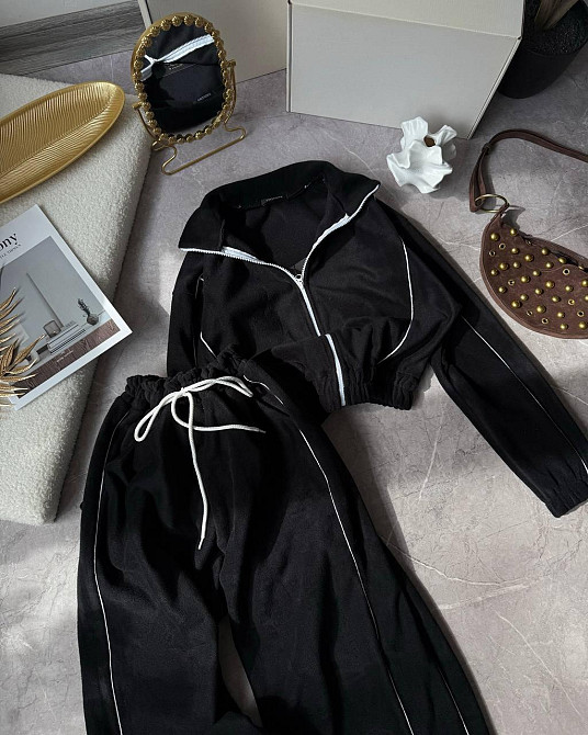 Жіночий теплий прогулянковий костюм з кантом двухсторонній фліс Одеса - фото 3