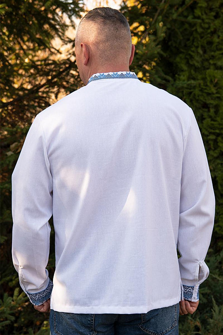 Вишиванка лляна чоловіча, довгий рукав, біла, (льон) Київ - фото 5
