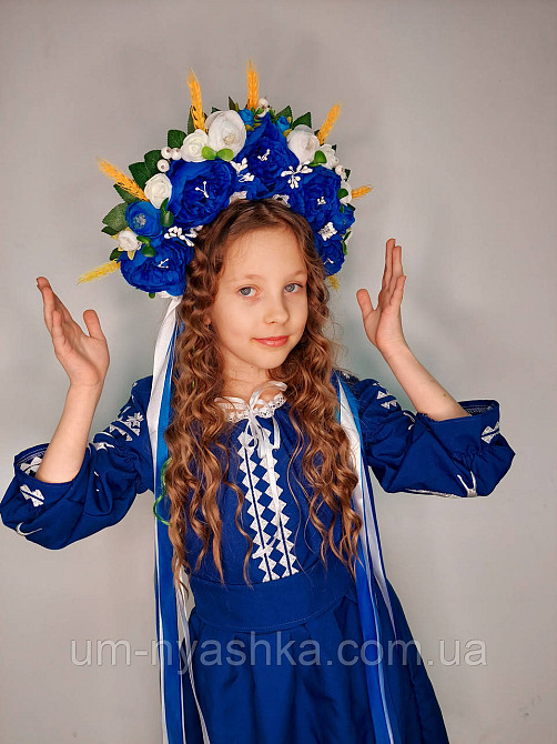 Віночок ободок з квітами "Сценічний з колосками та стрічками" Кривий Ріг - фото 6