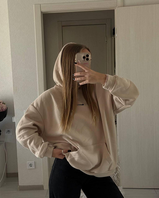 Женская базовая теплая худи трехнитка на флисе Беж Одесса - изображение 1