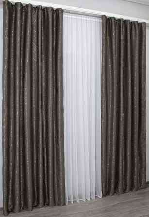Комплект готовых штор VR-Textil Лен Саванна № 631ш Какао 100х275 см 2 шт (31-378) Киев