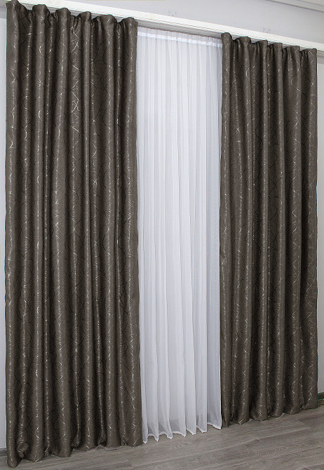 Комплект готовых штор VR-Textil Лен Саванна № 631ш Какао 100х275 см 2 шт (31-378) Киев - изображение 6