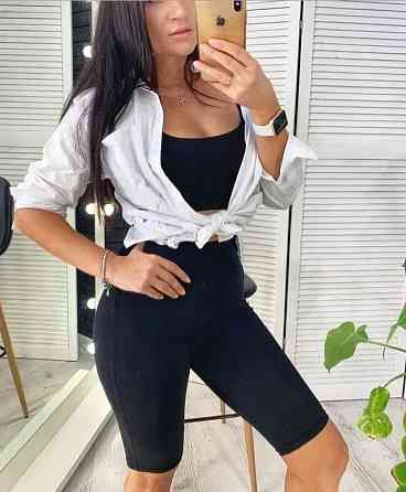 Літній костюм топ і велосипедки "Mario" оптом | Розпродаж моделі 46-48, Чорний Київ