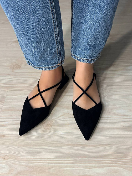 Туфлі жіночі Meideli 2806-1 slingback човники з перехресними ремінцями чорні, 40, 26,2 см Київ - фото 1