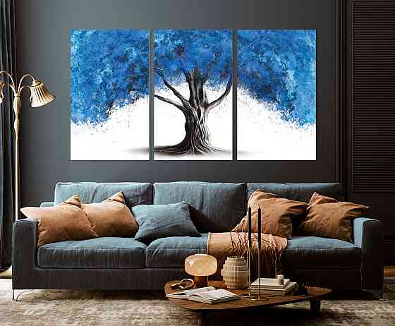 Модульна картина у вітальню/ спальню   Синє дерево       ART-158_3A Київ
