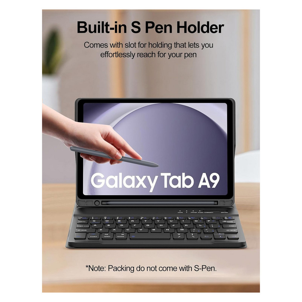 Чехол с клавиатурой FOGARI QWERTY Bluetooth 5.3 съемная клавиатура для Samsung Galaxy Tab A9 8.7 черный Киев - изображение 6