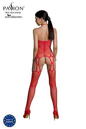 Бодистокинг Passion ECO BS002 red, с доступом, имитация подвязок, абстрактный рисунок Sex Aura Киев