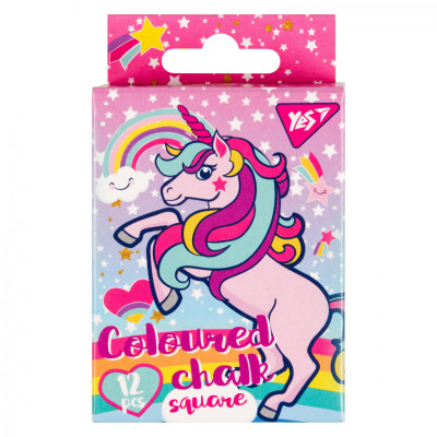 Крейда Yes кольорова квадратна 10х10 12 шт 6 кол Unicorn (400394) Вінниця - фото 1