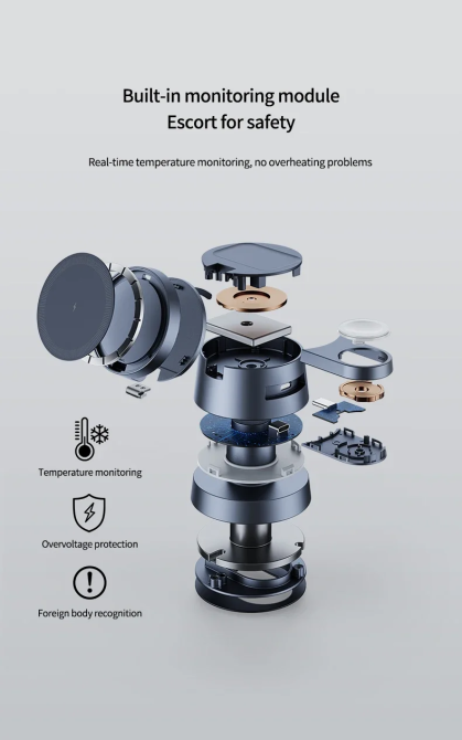 Беспроводное зарядное устройство СТЕНД 4в1 WS40AP-25W Lightning магнит телефон часы наушники ночник Графіт Київ - фото 9